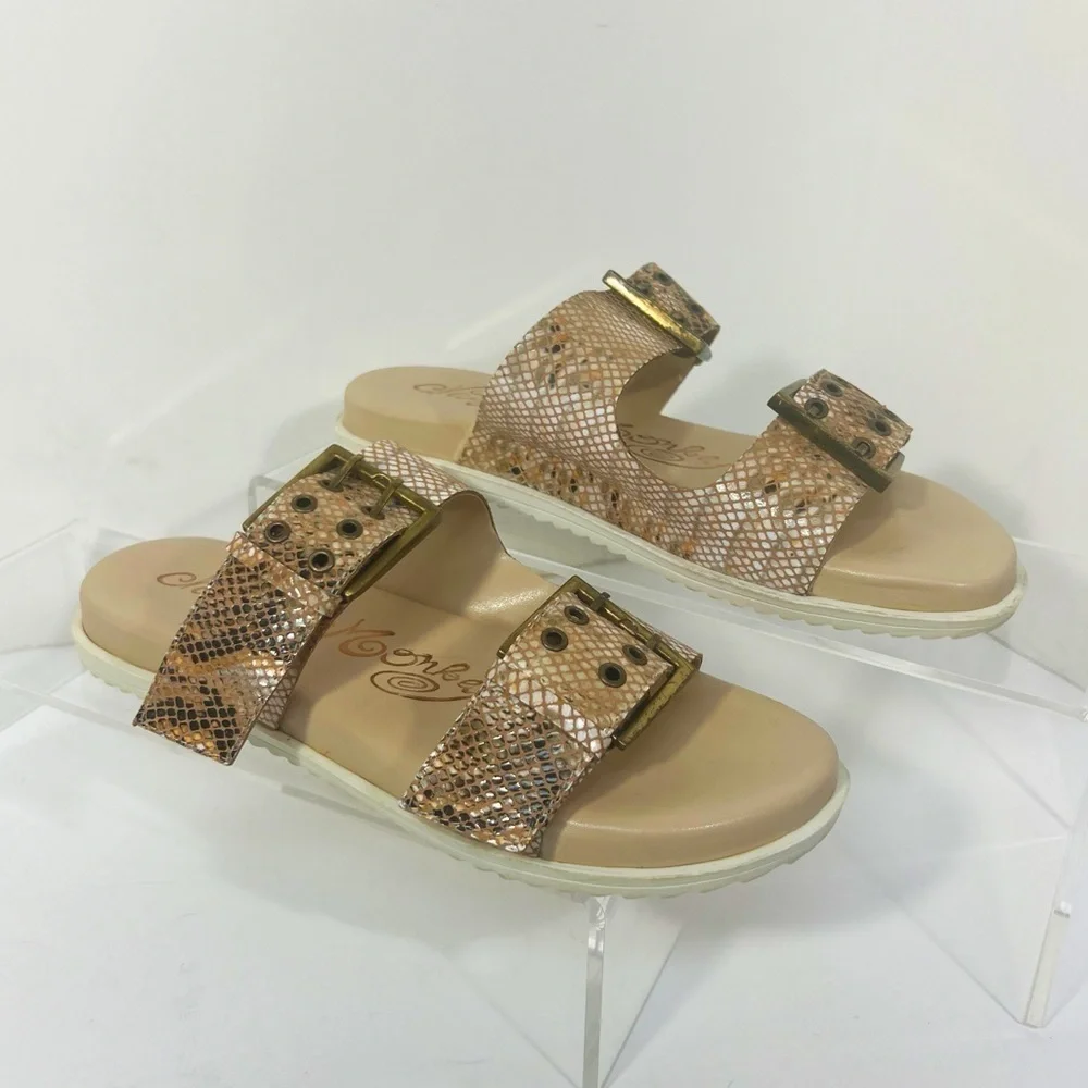 Naughty Monkey Reptile Print Hey Pony Brown TanSandals Womens size 8,5 - Picture 1 of 12